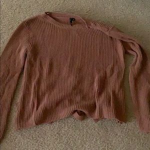 Brown long sleeve sweater tied up back